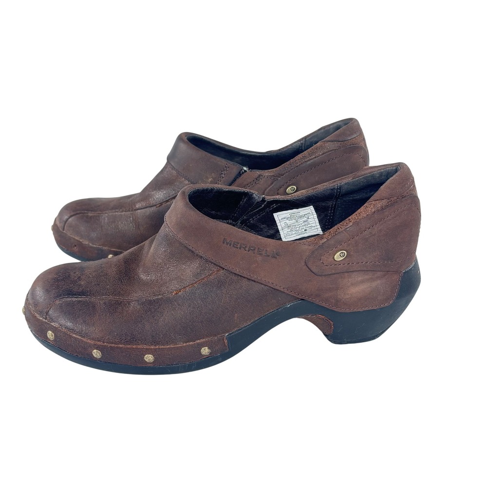 Merrell Brown Leather Clogs Womens 7.5 Shoes Rustic Boho‎ Earthy Western
